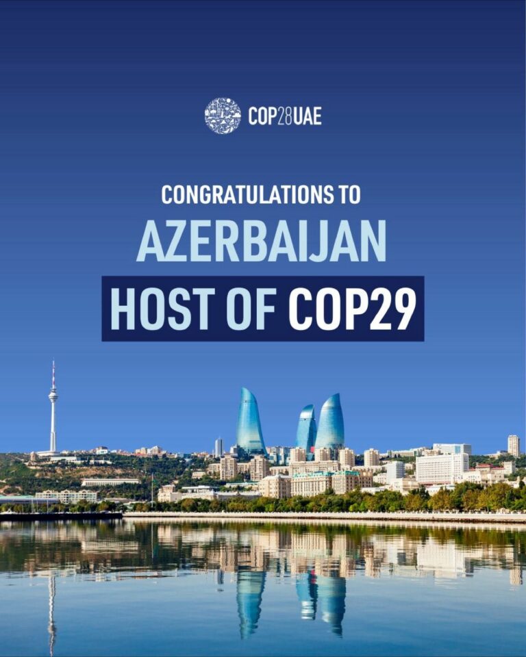 La présidence de la COP28 félicite l’Azerbaïdjan pour avoir été choisi pour accueillir la COP29 l’année prochaine